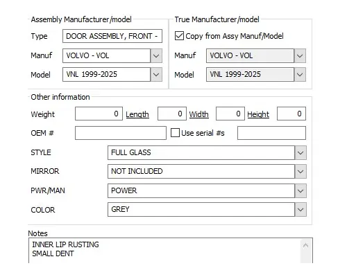 VOLVO VNL 1999-2025 DOOR ASSEMBLY, FRONT