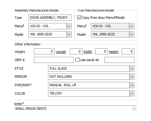 VOLVO VNL 1999-2025 DOOR ASSEMBLY, FRONT