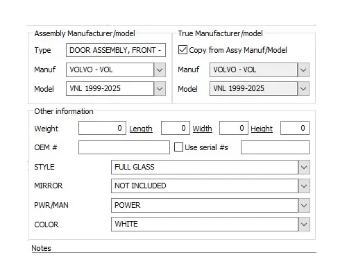VOLVO VNL 1999-2025 DOOR ASSEMBLY, FRONT