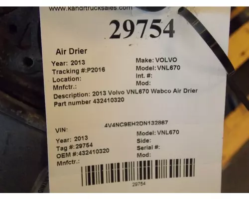 VOLVO VNL670 Air Dryers
