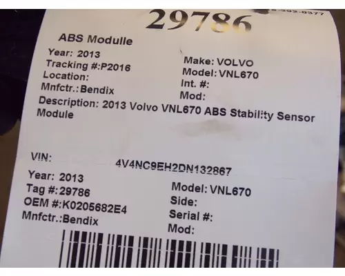 VOLVO VNL670 ECM (Brake & ABS MODULE)