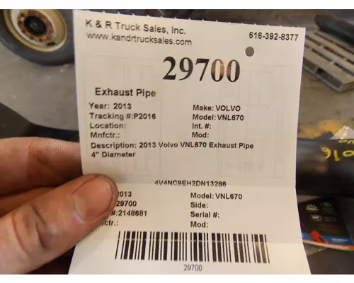 VOLVO VNL670 Exhaust Pipe
