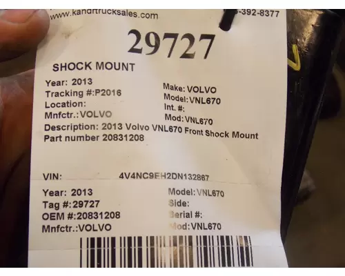 VOLVO VNL670 Shock Mount
