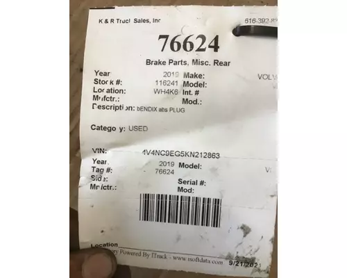 VOLVO VNL860 Brake Parts, Misc. Rear