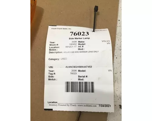 VOLVO VNL860 Side Marker Lamp, Rear