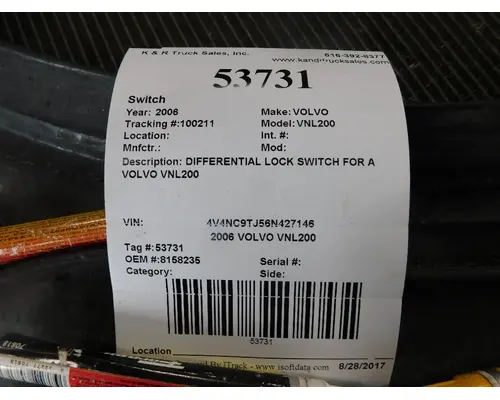 VOLVO VNL Dash  Console Switch