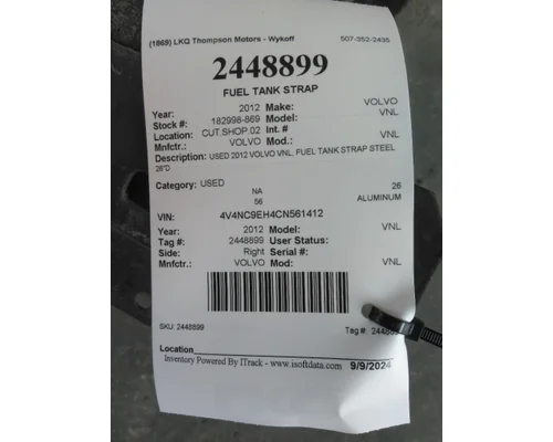 VOLVO VNL FUEL TANK STRAP