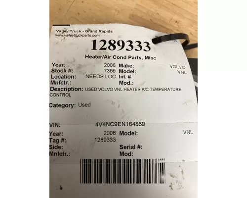 VOLVO VNL HeaterAir Cond Parts, Misc