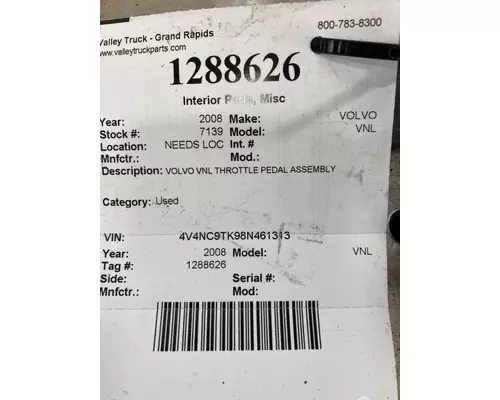 VOLVO VNL Interior Parts, Misc