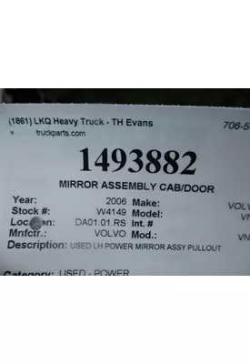 VOLVO VNL MIRROR ASSEMBLY CAB/DOOR