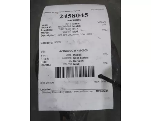 VOLVO VNL TOW HOOK
