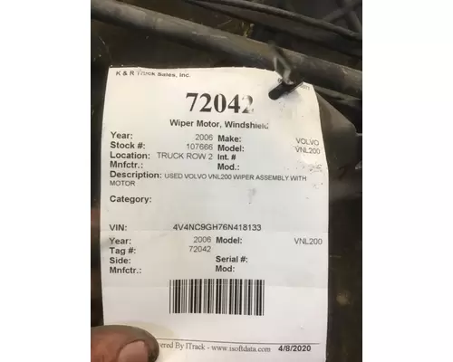 VOLVO VNL Wiper Motor, Windshield