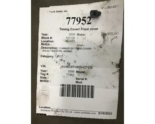 VOLVO VN 314 Timing Covers  Front Covers
