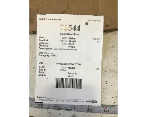 VOLVO VN Body Parts, Misc.
