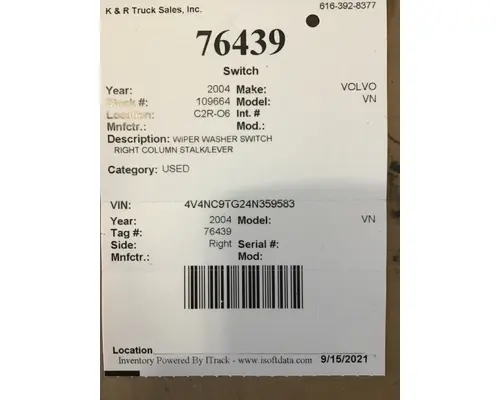VOLVO VN Dash  Console Switch