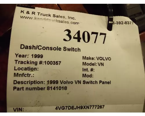 VOLVO VN DashConsole Switch