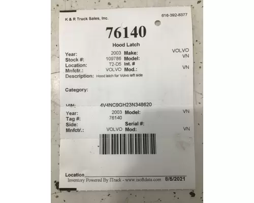 VOLVO VN Latches and Locks