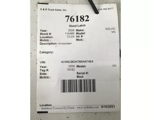 VOLVO VN Latches and Locks