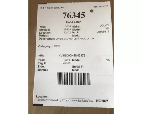 VOLVO VN Latches and Locks