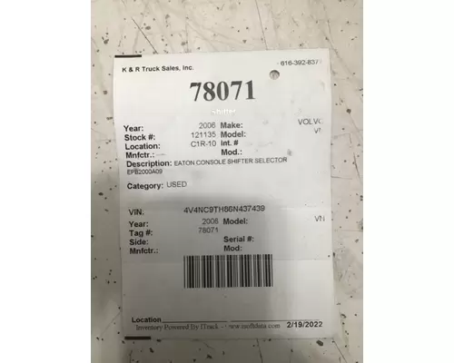 VOLVO VN Shift Lever