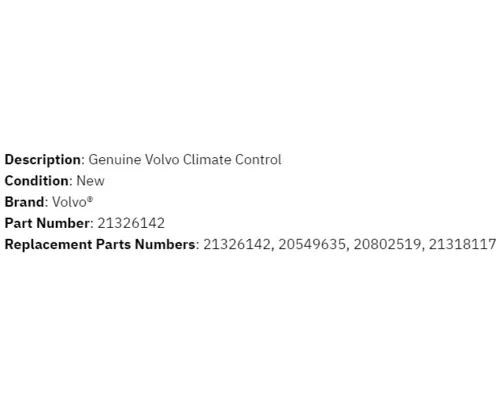 VOLVO  ECM (HVAC)climate control