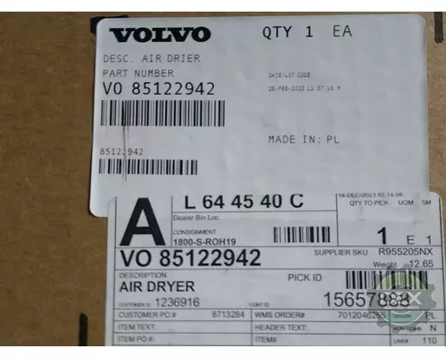 Air Dryer VOLVO  Dex Heavy Duty Parts, LLC  