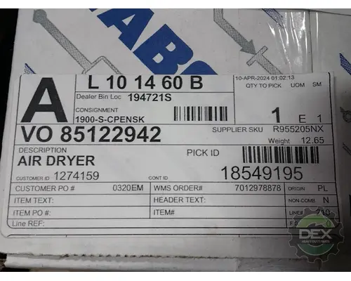 Air Dryer VOLVO  Dex Heavy Duty Parts, LLC  