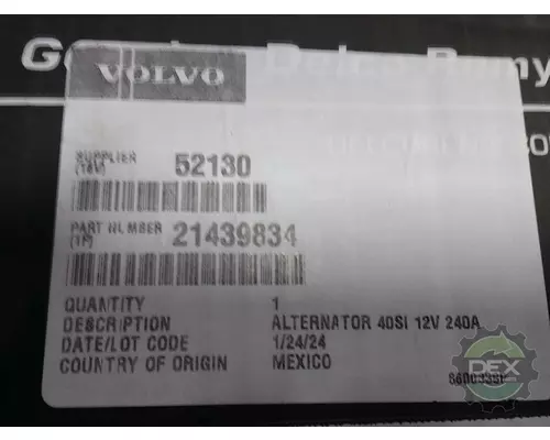 Alternator VOLVO  Dex Heavy Duty Parts, LLC  
