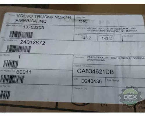 Wheel VOLVO  Dex Heavy Duty Parts, LLC  