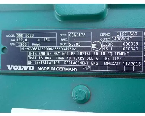Volvo D6E Engine Assembly