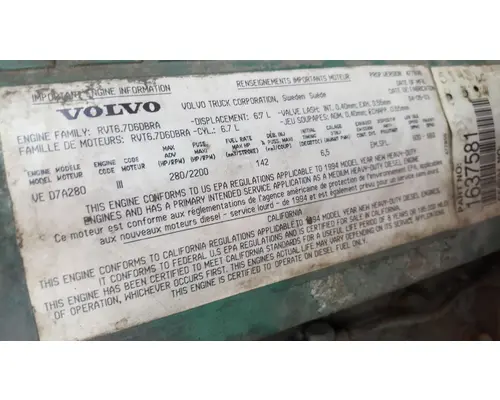 Volvo VE7 Engine Assembly