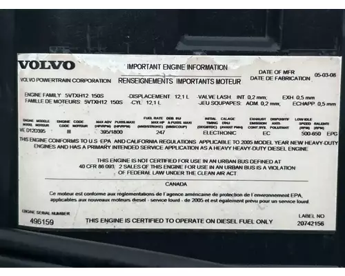 Volvo VED12 Engine Assembly