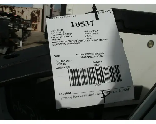 Cab VOLVO VNM Big 3 Truck Parts, LLC