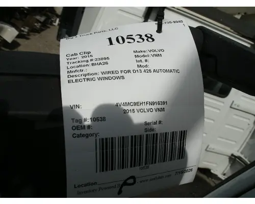 Cab VOLVO VNM Big 3 Truck Parts, LLC