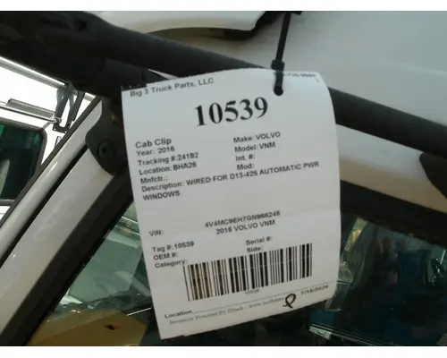 Cab VOLVO VNM Big 3 Truck Parts, LLC