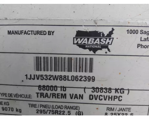 WABASH NATIONAL STOCK TRAILER WHOLE TRAILER FOR RESALE