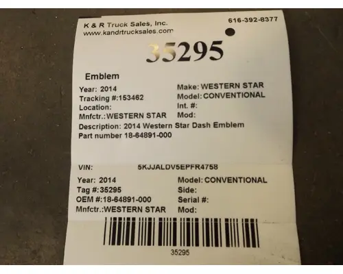WESTERN STAR 4900 Body Parts, Misc.