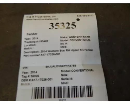 WESTERN STAR 4900 Bracket, Fender
