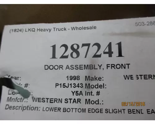 WESTERN STAR 4900 DOOR ASSEMBLY, FRONT
