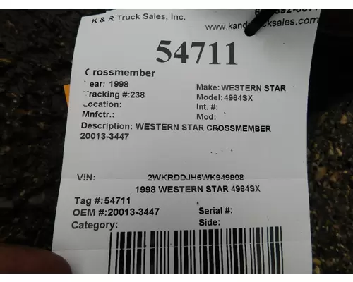 WESTERN STAR 4964SX CROSSMEMBER