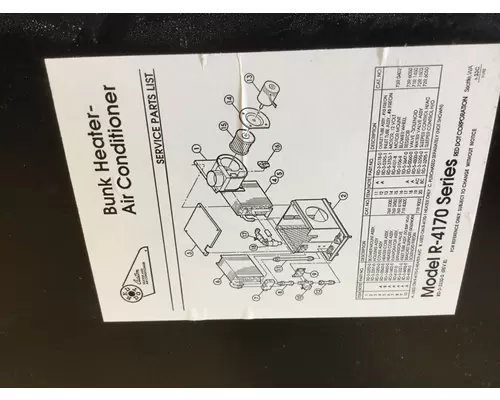 WESTERN STAR  Heater or Air Conditioner Parts, Misc.