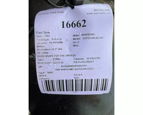 WHITEGMC AUTOCAR ACL64 Fuel Tank