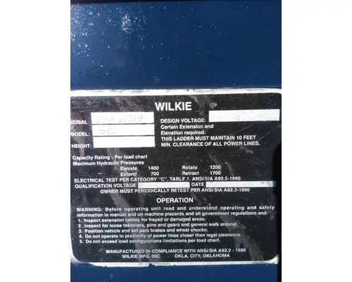 WILKIE MODEL 60 LADDER EQUIPMENT, MOUNTED BOOMLIFTCRANE