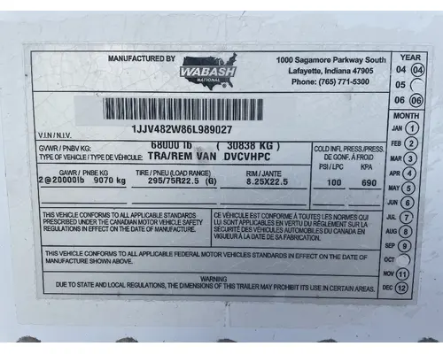 Trailer WABASH 48' x 102" T/A VN TLR RRD American Truck Sales