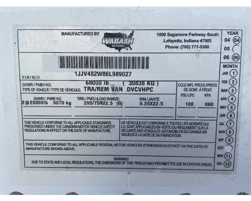 Trailer WABASH 48' x 102" T/A VN TLR RRD American Truck Sales