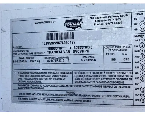 Trailer WABASH 53' X 102" T/A VN TLR RRD American Truck Sales