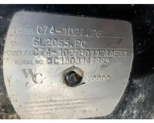 Watson Chalin C74-1027.26 Axle Assy, Fr (4WD)