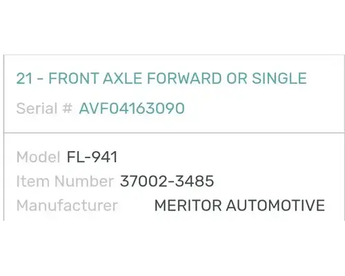 Western Star 4900EX Axle Assy, Fr (4WD)