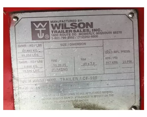 Wilson Trailer Co CF-900 Trailer