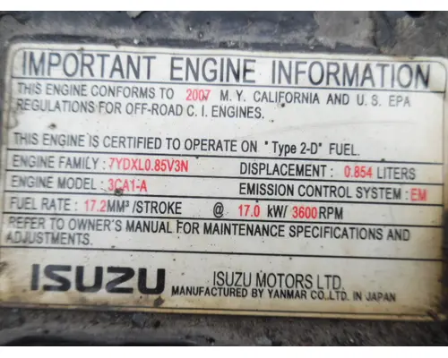 YANMAR 2TNV70-KBR AUXILIARY POWER UNIT